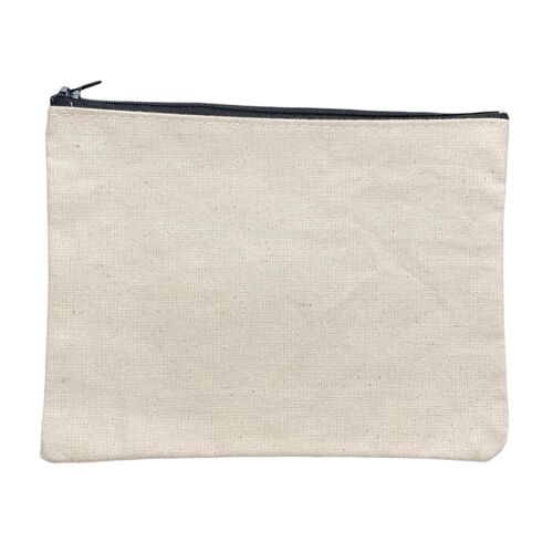 Craft Basics Natural Zipper Cosmetic Bag Flat Pouch – 8″ x 6" Thumbnail