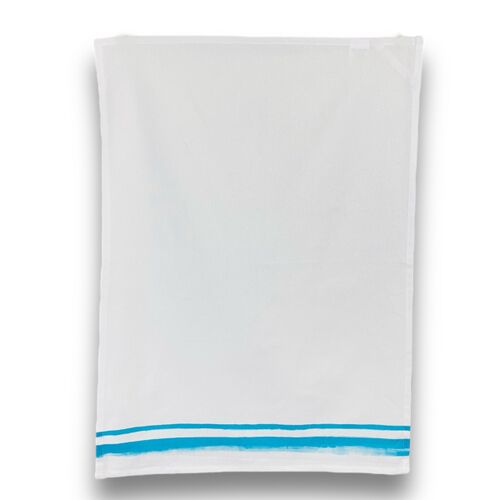 Turquoise Watercolor Border Hem on White Tea Towel – 20″ x 28″ Thumbnail