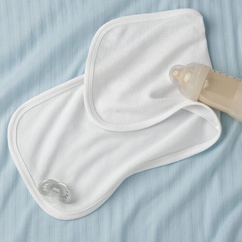 2-ply Jersey Knit White Baby Burp Cloth Thumbnail