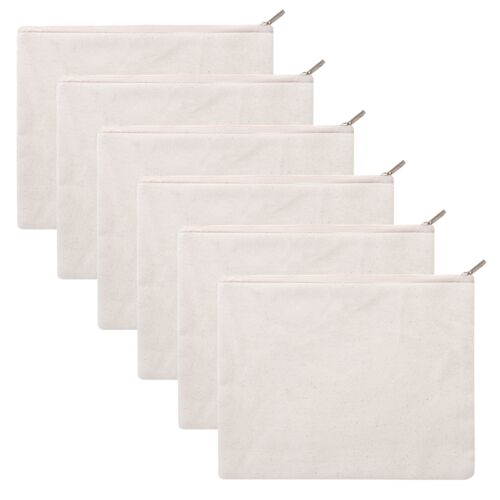 Medium Cotton Canvas Zipper Cosmetic Bag Flat Pouch – 8″ x 6″ Thumbnail