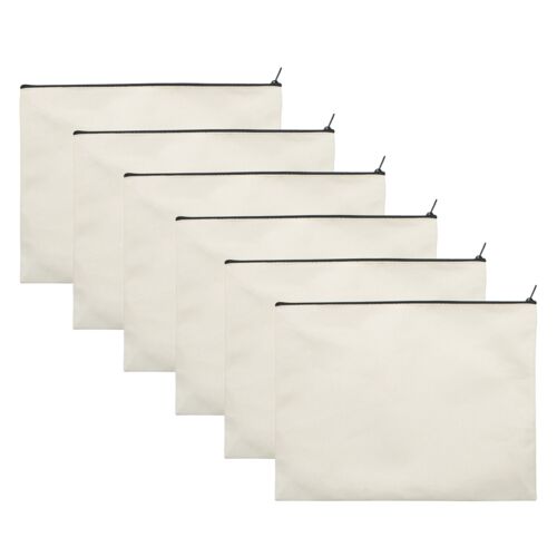 Large Cotton Canvas Zipper Cosmetic Bag Flat Pouch - 11-3/4" x 9-1/2" Thumbnail